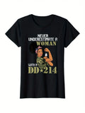 DD214 Female Veteran Gold Print Tee