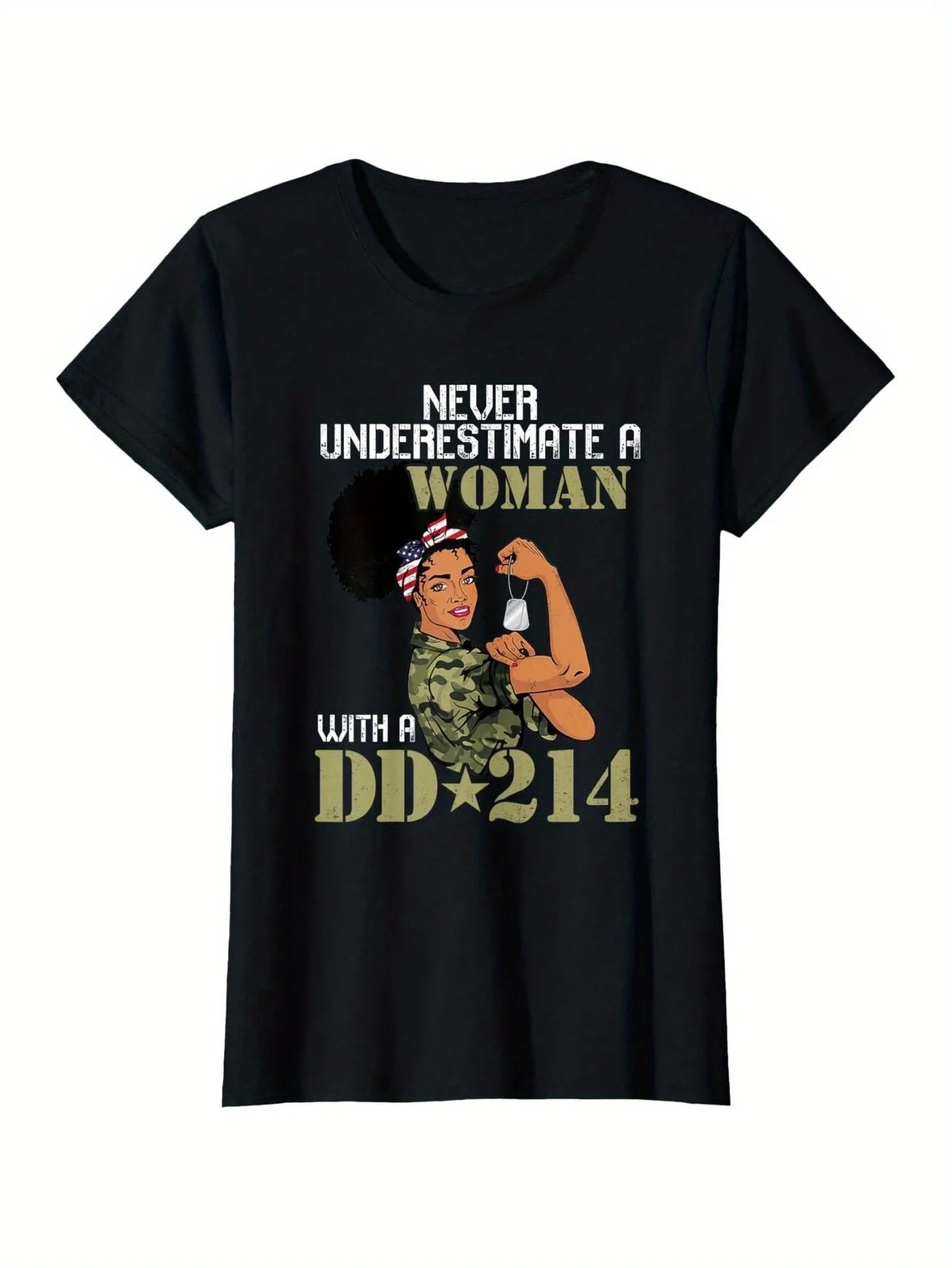 DD214 Female Veteran Gold Print Tee