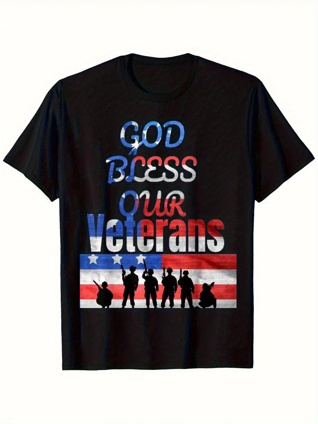 God Bless Veterans Slogan Tee
